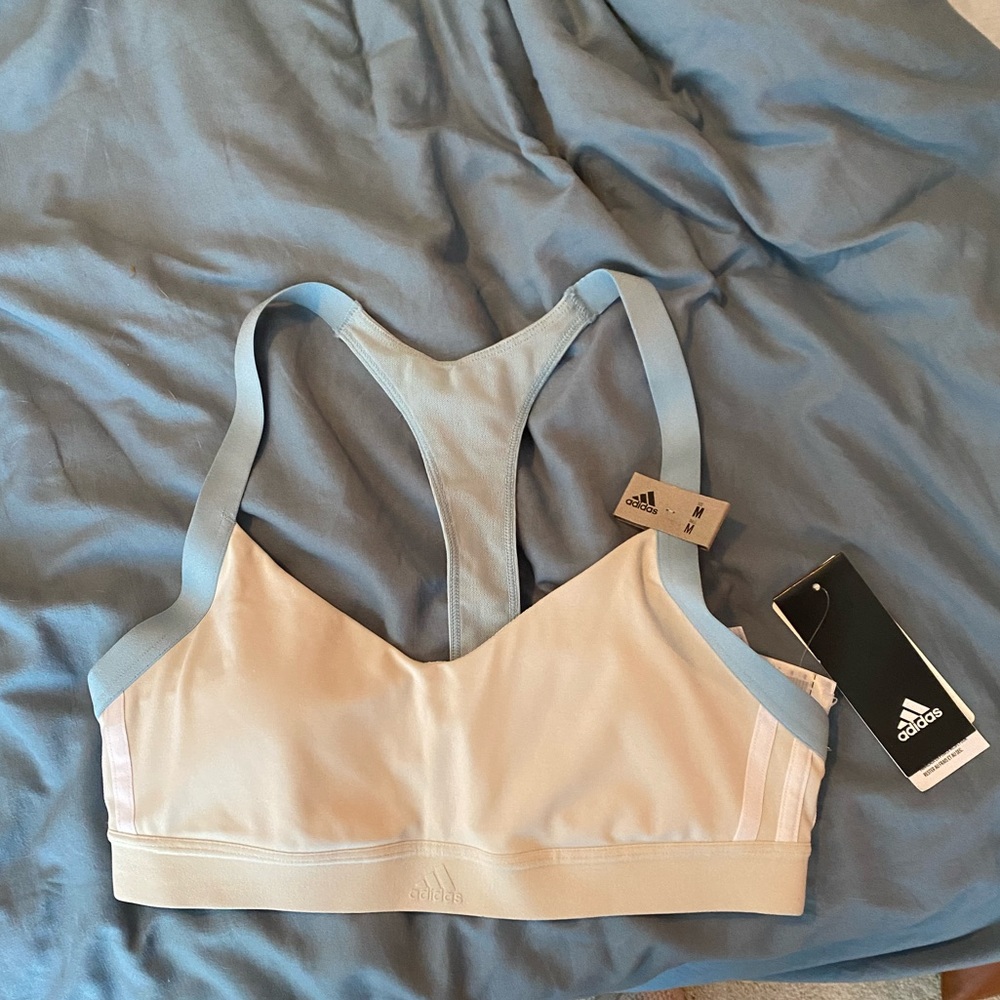 NWT Adidas All Me 3 Stripes Sports Bra Medium Support
